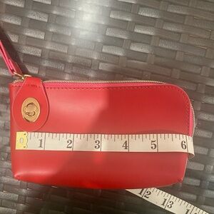 Red Vegan Leather Wristlet